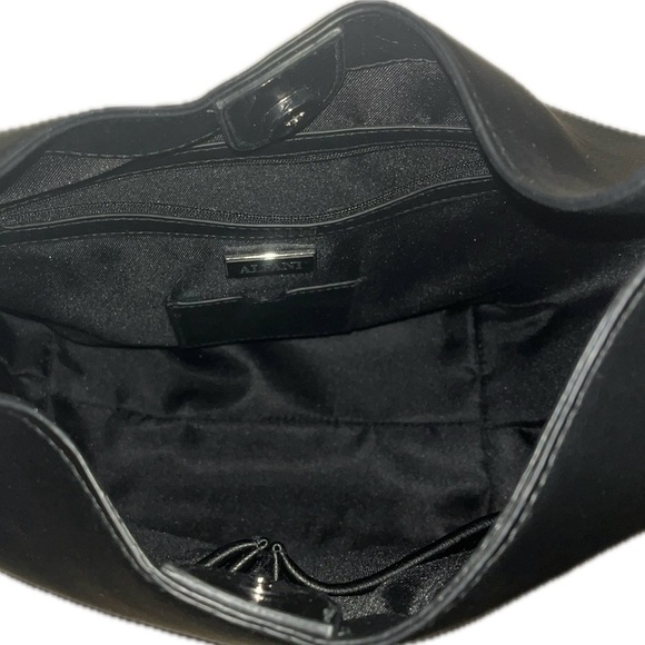 Alfani Bangle Hobo Shoulder Bag, Snakeskin Trim, Vegan Leather, Black/Silver NWT - Picture 3 of 8